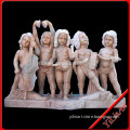 Hand Carved Marble Children Playing Statue